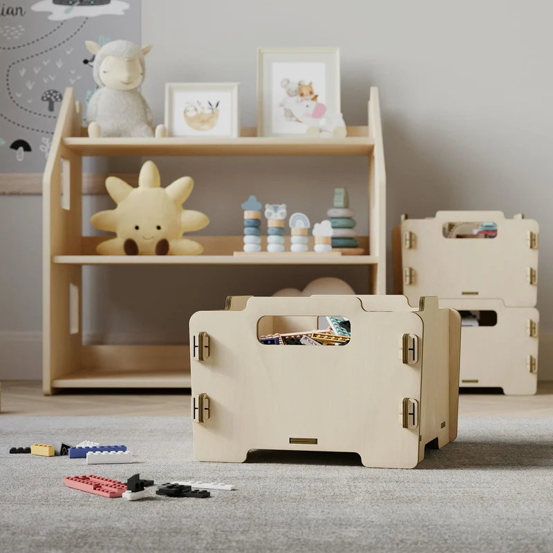 Étagère 2-en-1 + Boîte à jouets ×3, Ensemble BusyKids