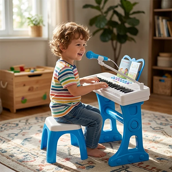 Piano bleu melody avec tabouret 37 touches
