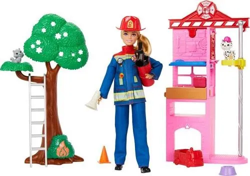 Barbie Blonde Firefighter Playset - Coffret Barbie Blonde Pompière