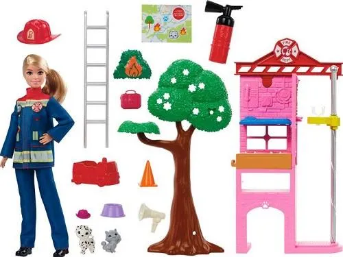 Barbie Blonde Firefighter Playset - Coffret Barbie Blonde Pompière