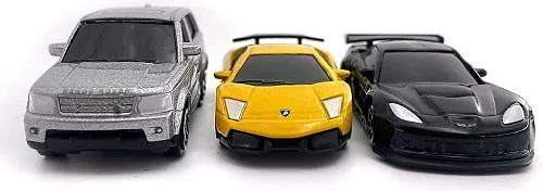 Diecast Metal Cars Set of 3 (Chevrolet, Lamborghini, Land Rover) - Ensemble de 3 voitures miniatures métallique moulé sous pression