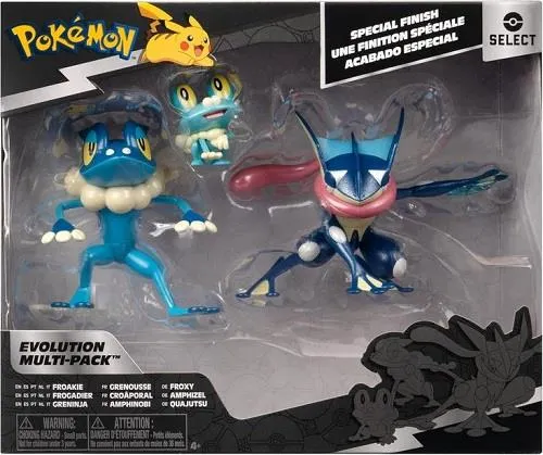 Pokemon Evolution Multi-Pack Froakie, Frogadier, Greninja Figures Pacquets multiple Évolution