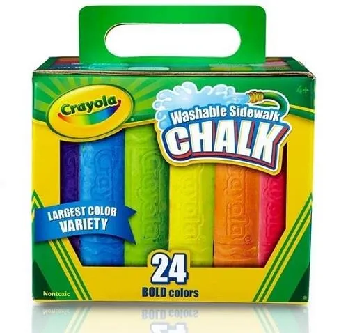 Crayola Washable Sidewalk Chalk BOLD Colors - Craies de trottoir lavables couleurs vives (24 pcs)