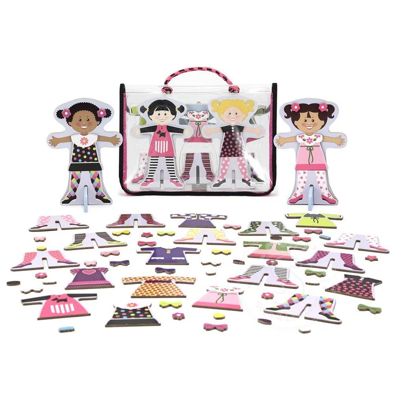 Melissa & Doug Magnetic Wooden Dress Up Dolls Tops and Tights / Hauts et collants magnétiques en bois pour habiller les poupées