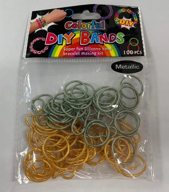 DIY Bands Bracelet 100PCS Metallic Gold and Green (Elastics Only) / Bracelet 100PCS Métallisé Or et Vert (Élastiques uniquement)