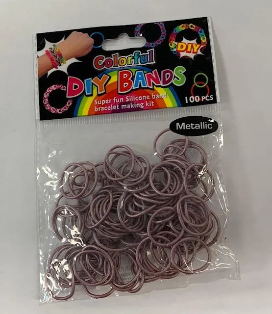 DIY Bands Bracelet 100 PCS Metallic Pink (Elastics Only) / Bracelet 100 pièces rose métallisé (élastiques uniquement)