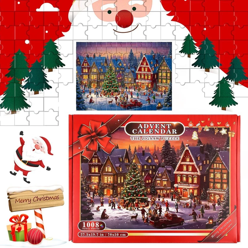 75cm Red 1008 Pieces Advent Calendar Jigsaw Puzzle