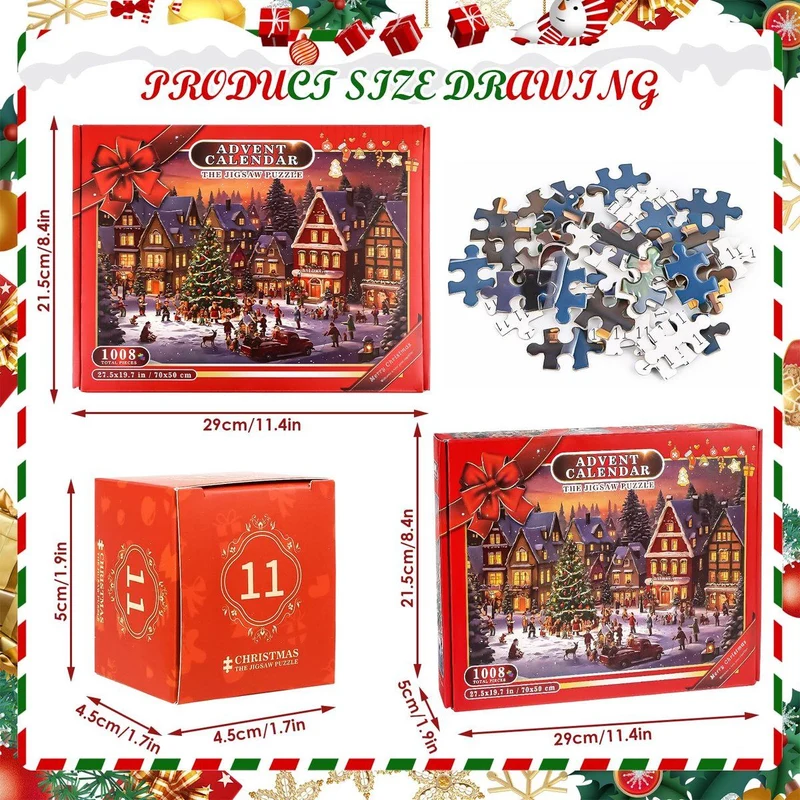 75cm Red 1008 Pieces Advent Calendar Jigsaw Puzzle