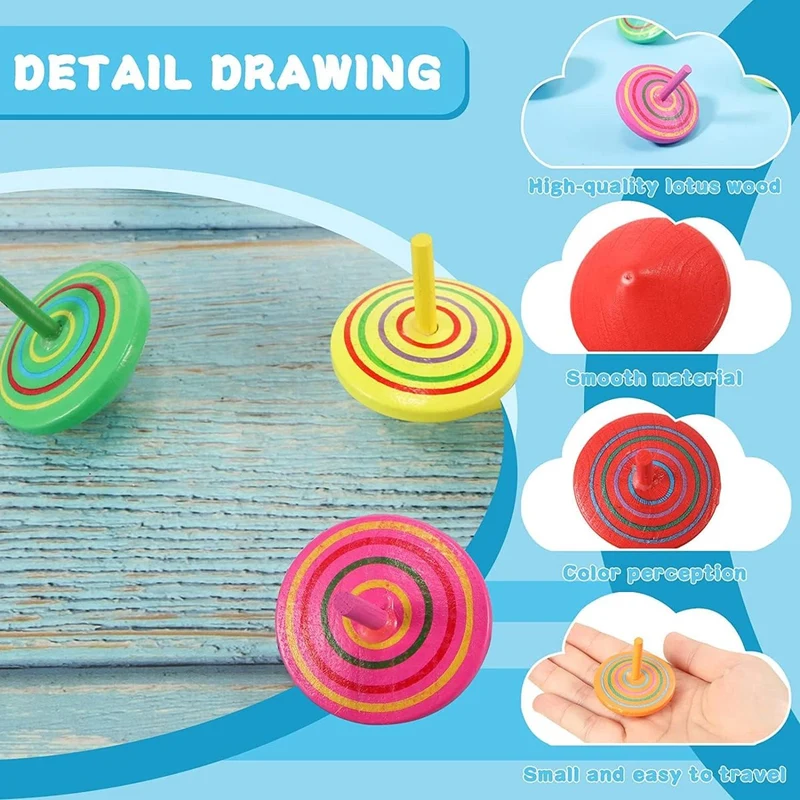 Wooden 30 Children's Spinning Tops