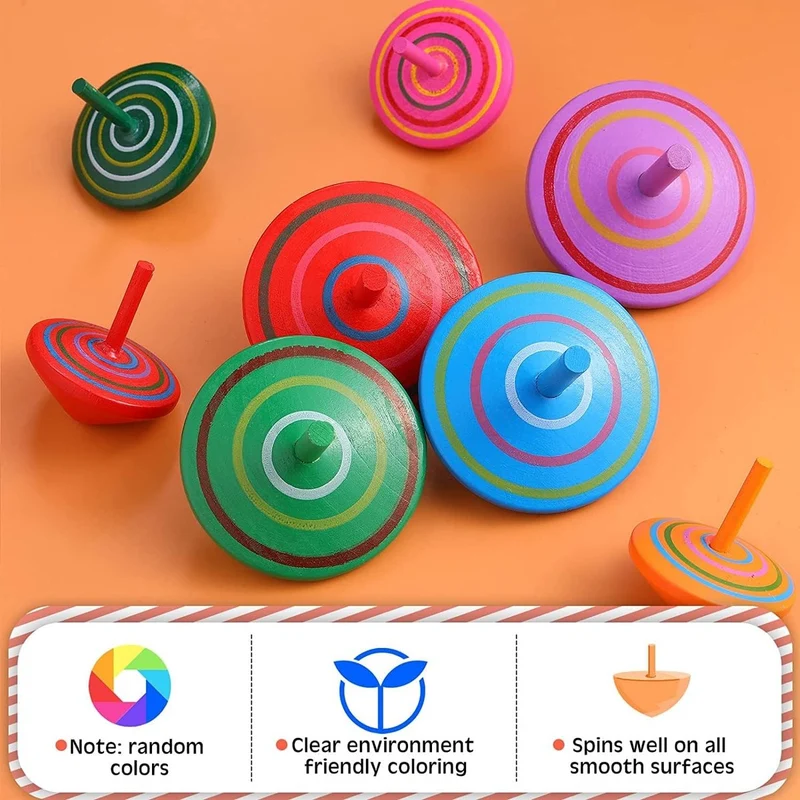 Wooden 30 Children's Spinning Tops