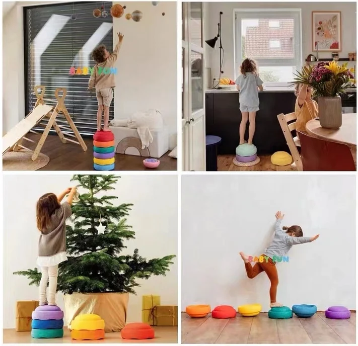 Rainbow River Crossing Stone Children's Sensory Training Equipment Balance Foot Stone Early Education Center Kindergarten Physical Toys