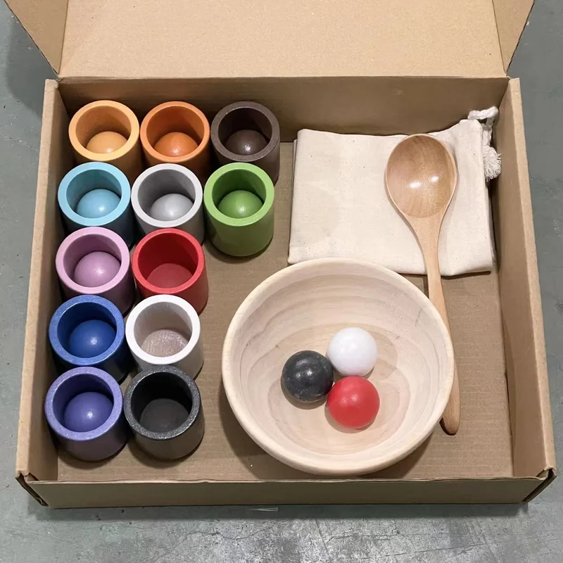 12 Rainbow balls with cups
