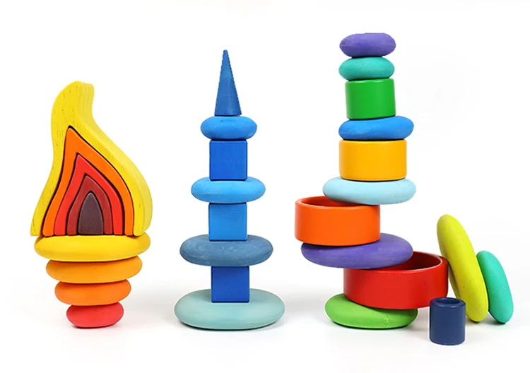16 pcs stacking stones, wooden educational toys