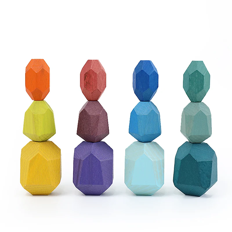 16 small laminated stones， stacking stones