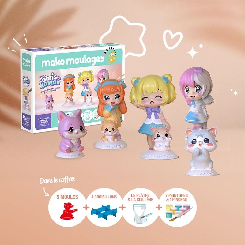 Coffret créatif Mes Amis Kawaii – Mako Moulages | Moulage & peinture dès 5 ans