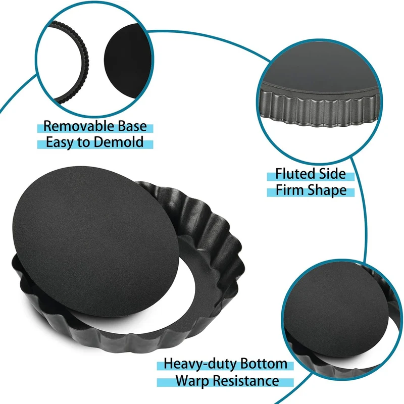 Mini Tart Pans with Removable Bottom 4 inch Set of 10