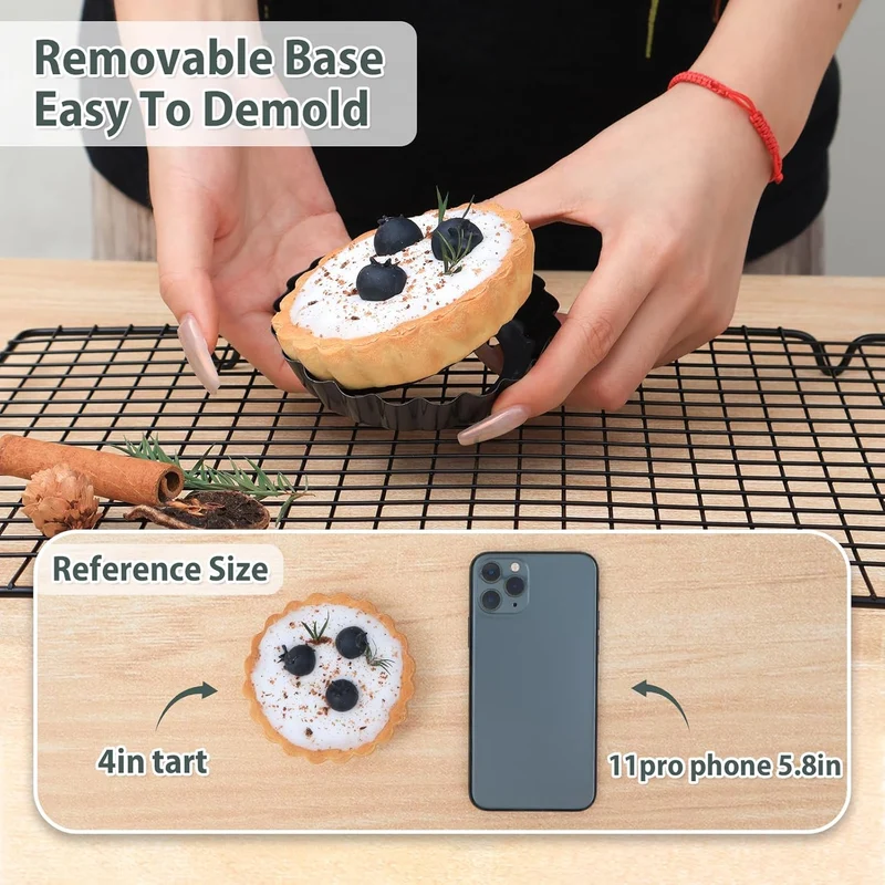 Mini Tart Pans with Removable Bottom 4 inch Set of 10