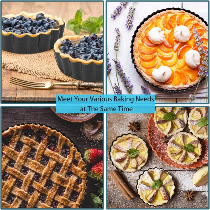 Mini Tart Pans with Removable Bottom 4 inch Set of 10