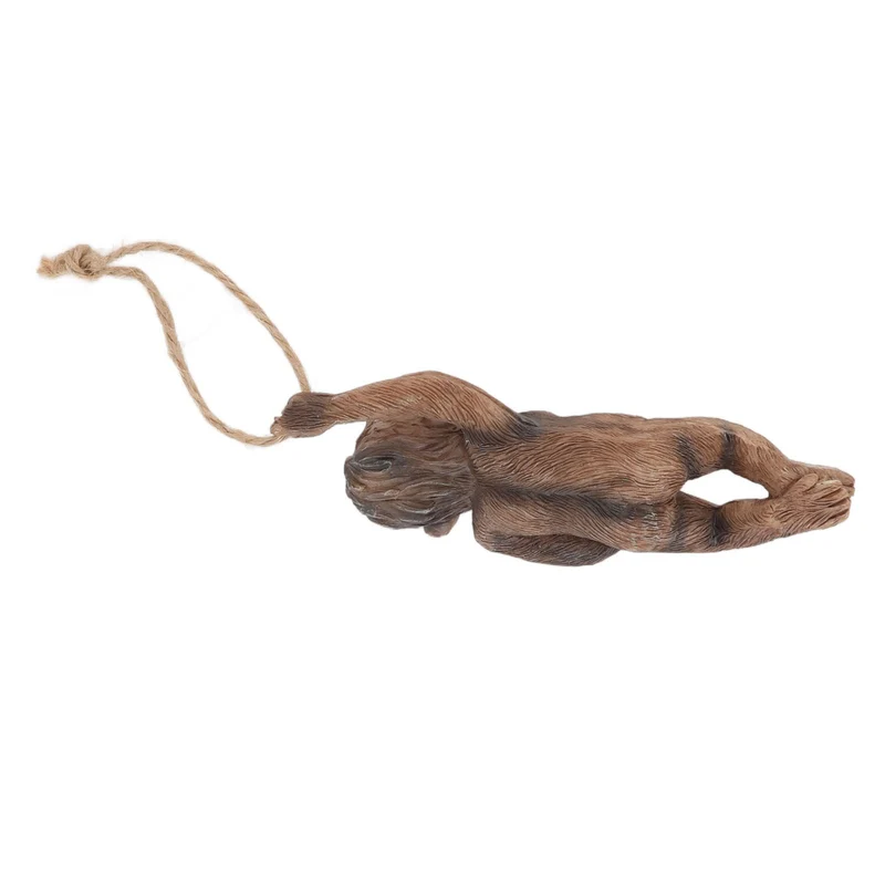 Baby Monkey Hanging Statue Exquisite Carving Resin Brown Monkey