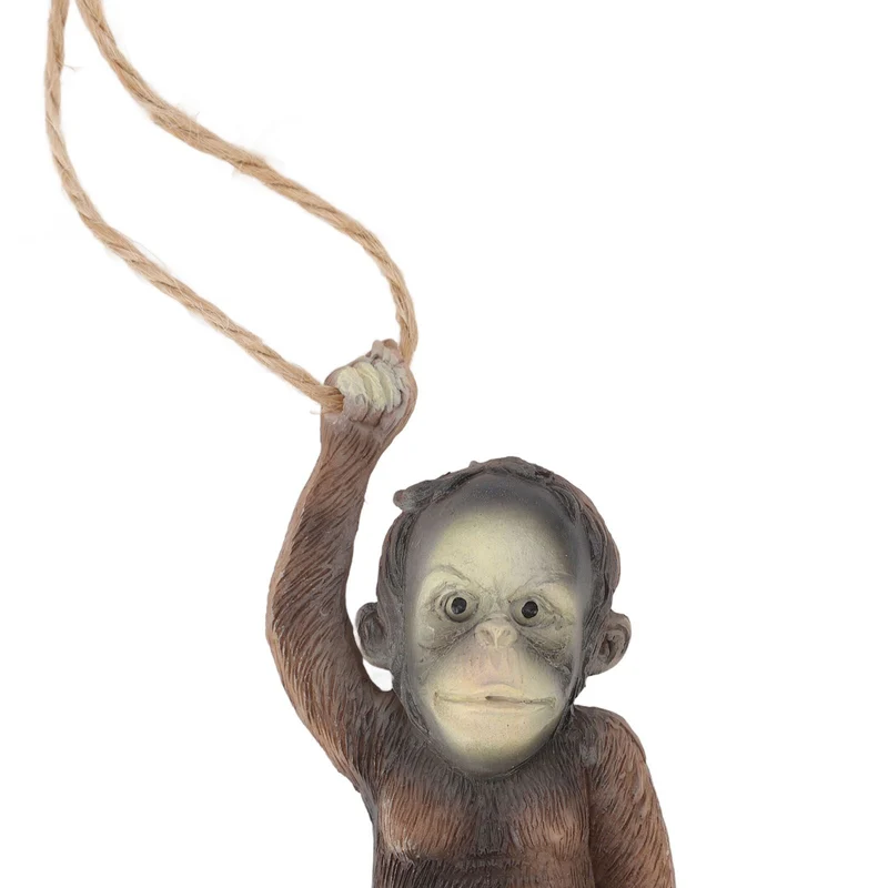 Baby Monkey Hanging Statue Exquisite Carving Resin Brown Monkey