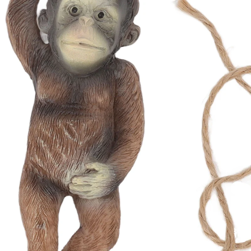 Baby Monkey Hanging Statue Exquisite Carving Resin Brown Monkey