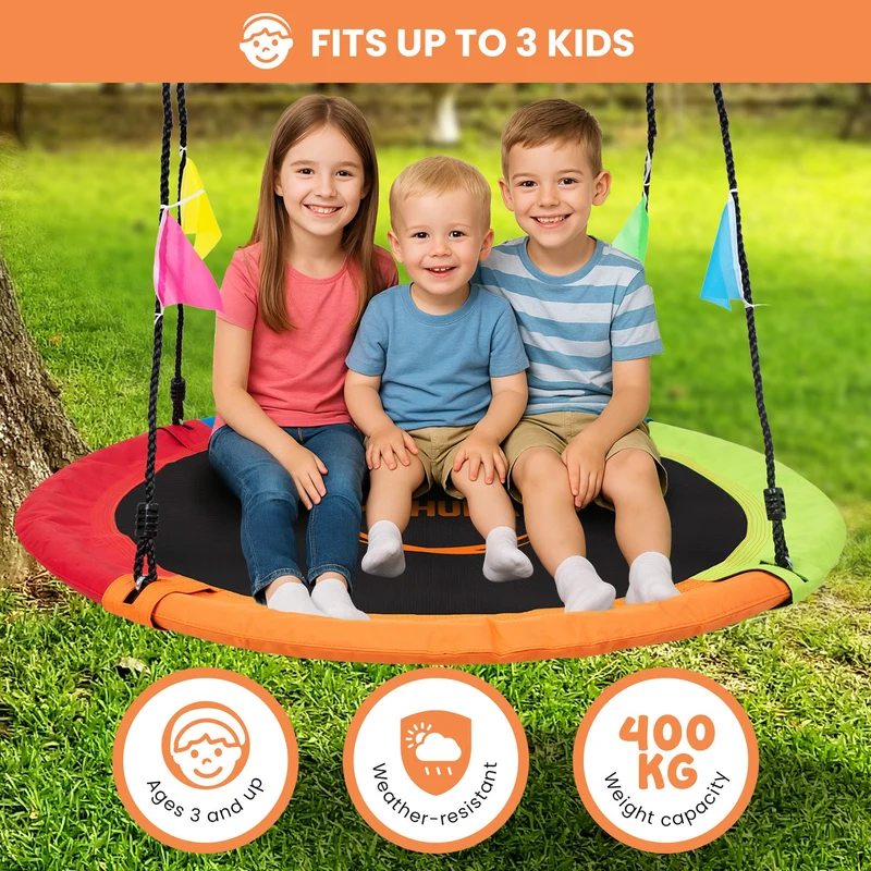 Kahuna Kids 1.2m Tree Saucer Swing Set Round 400kg With Straps Capacity