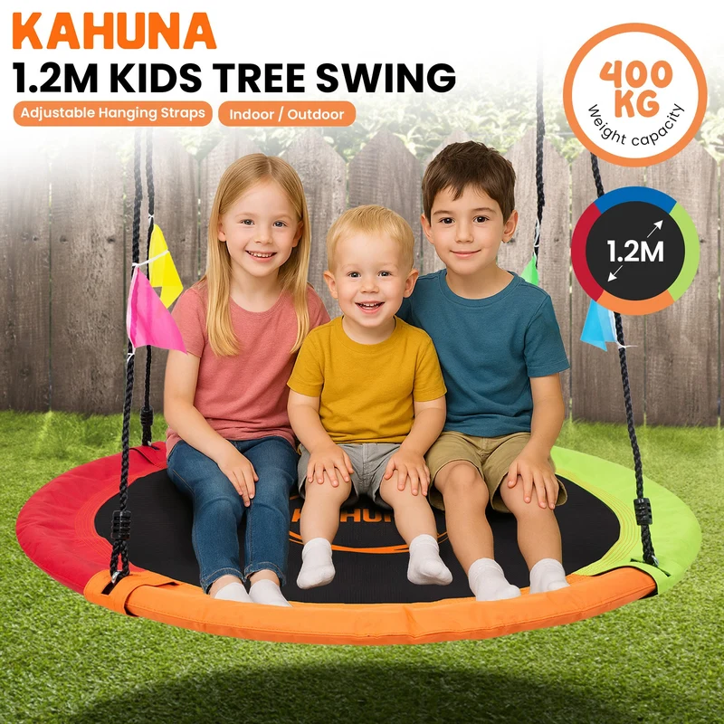Kahuna Kids 1.2m Tree Saucer Swing Set Round 400kg With Straps Capacity