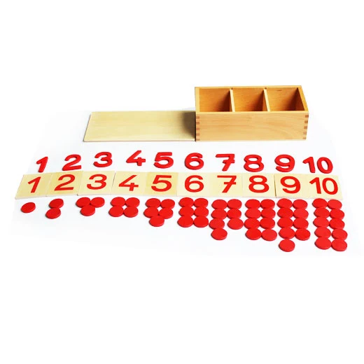 Adena Montessori Mathematical Materials Cards & Counters Children Wood Toys