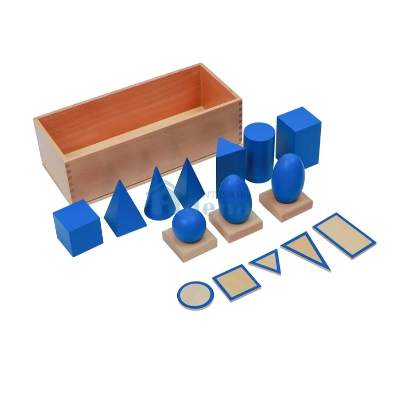 Adena Montessori Geometric Solids with Stand, Bases and Box Educational Materials