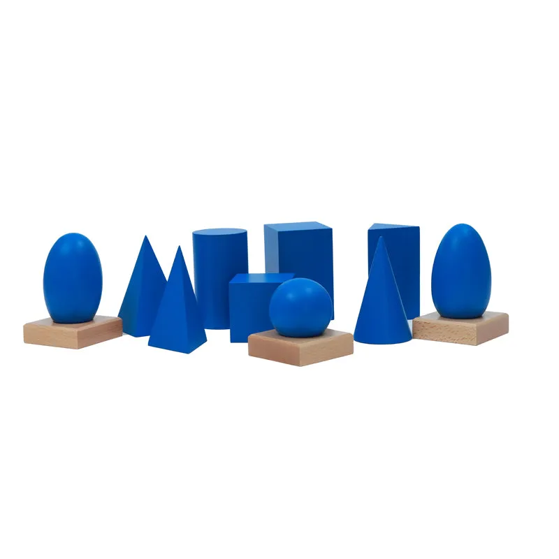 Adena Montessori Geometric Solids with Stand, Bases and Box Educational Materials