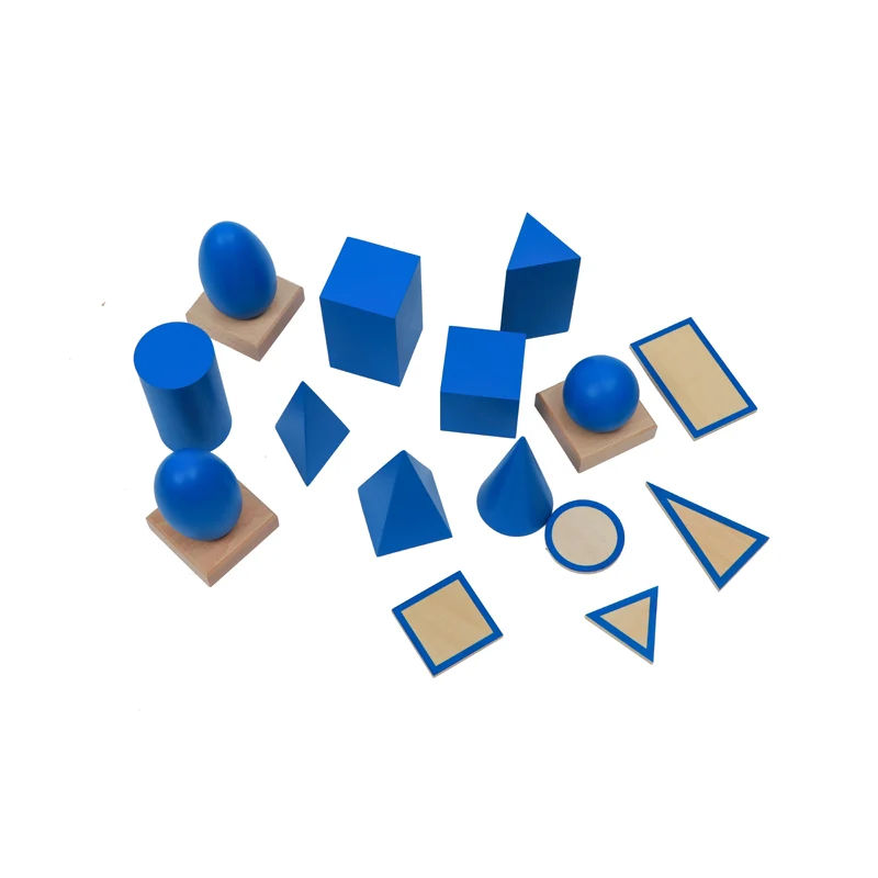 Adena Montessori Geometric Solids with Stand, Bases and Box Educational Materials