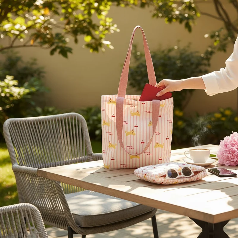 Coffret Kawaï Miaous & Cerisettes – Sac & Trousse Chat Idée Cadeau