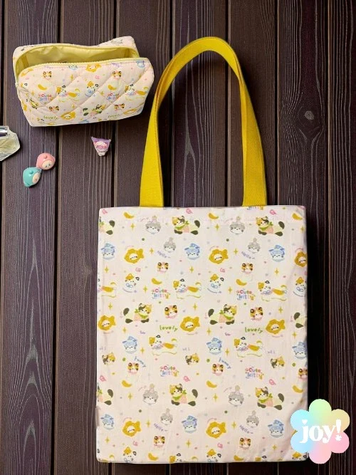 Coffret Kawaï Cute Kitty Chat Tote Bag & Trousse Idée Cadeau
