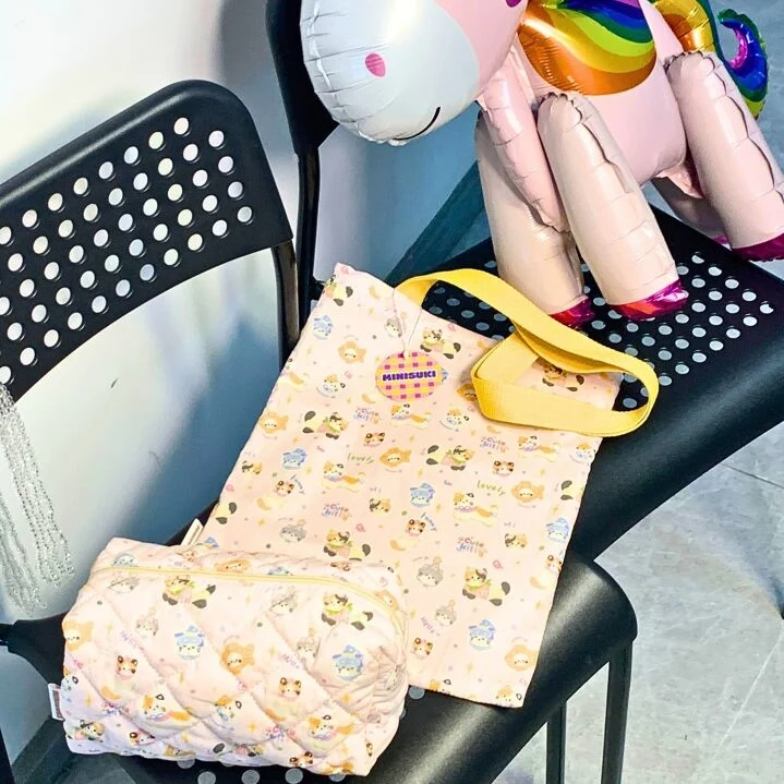 Coffret Kawaï Cute Kitty Chat Tote Bag & Trousse Idée Cadeau