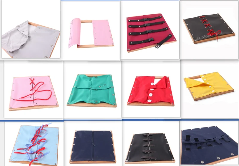 Adena Montessori Practical Life Materials 12 Dressing Frames with Stand