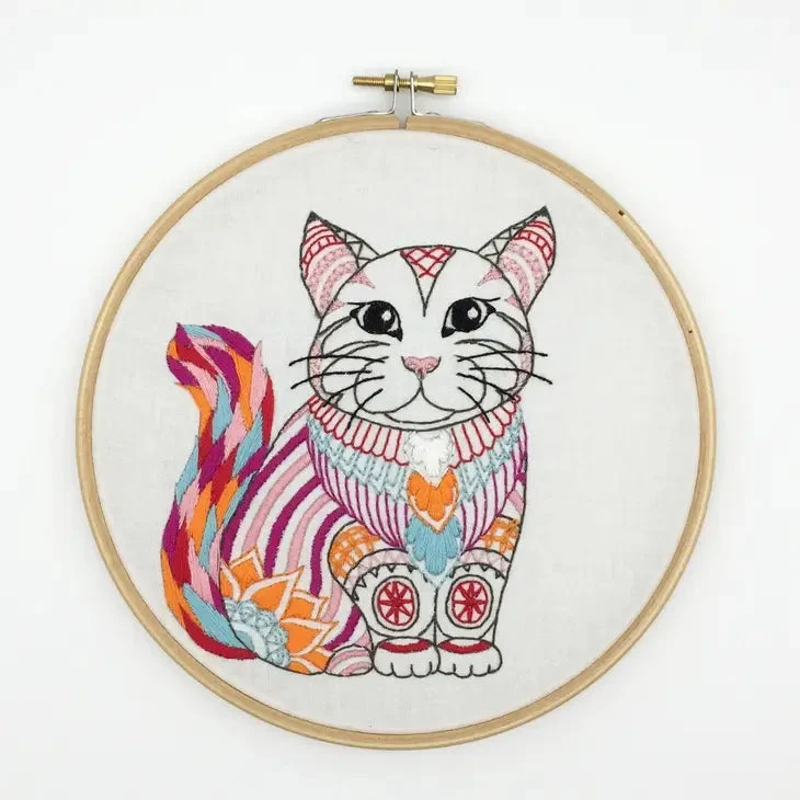 Kit Broderie Chat – Loisirs créatifs DIY pour débutants et amoureux des chats