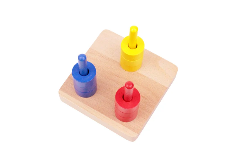 Adena Montessori Materials Colored Discs on 3 Colored Dowels
