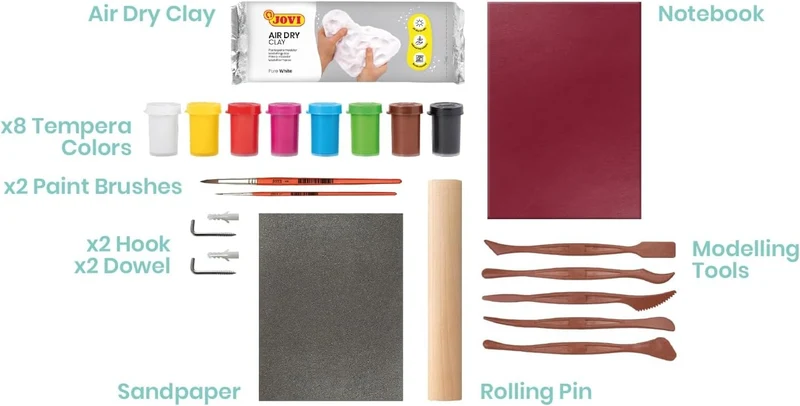 Kit DIY Étagère en Argile – Jovi Air Dry Shelf | Loisir créatif enfant & adulte – Pâte autodurcissante + Peintures & Outils