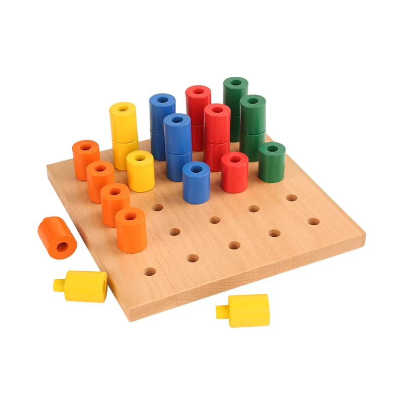 Adena Montessori Educational Materials Color Circle Nail Plate Educational Wooden Toys