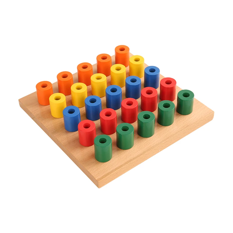 Adena Montessori Educational Materials Color Circle Nail Plate Educational Wooden Toys