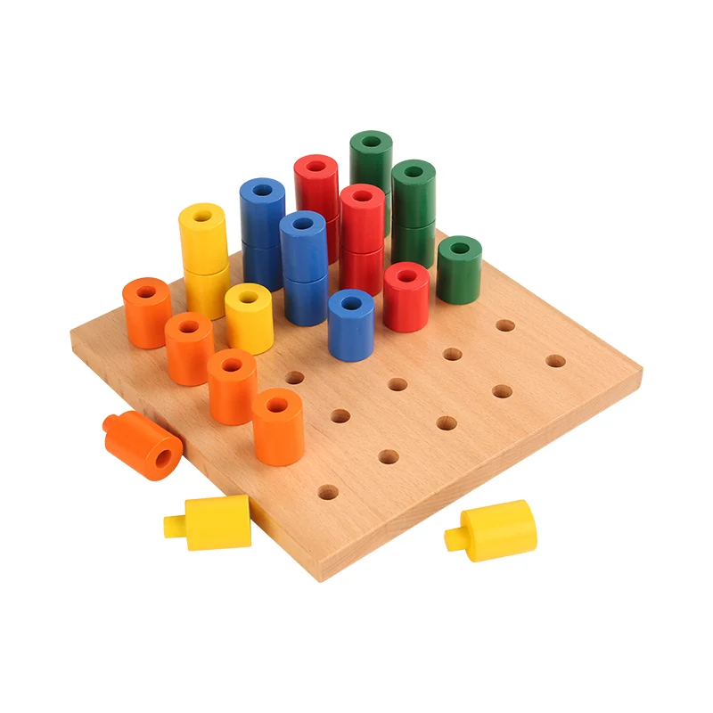 Adena Montessori Educational Materials Color Circle Nail Plate Educational Wooden Toys