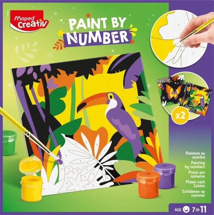 MAPED Creativ – Peinture au numéro Jungle Perroquet & Papillon – Kit créatif enfant dès 7 ans