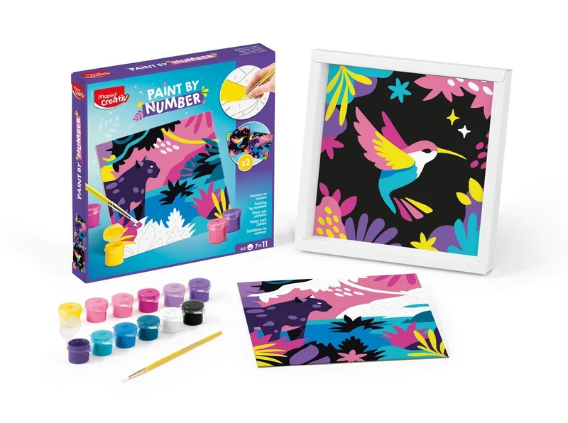 MAPED Creativ – Peinture au numéro Léopard & Oiseau – Kit créatif enfant