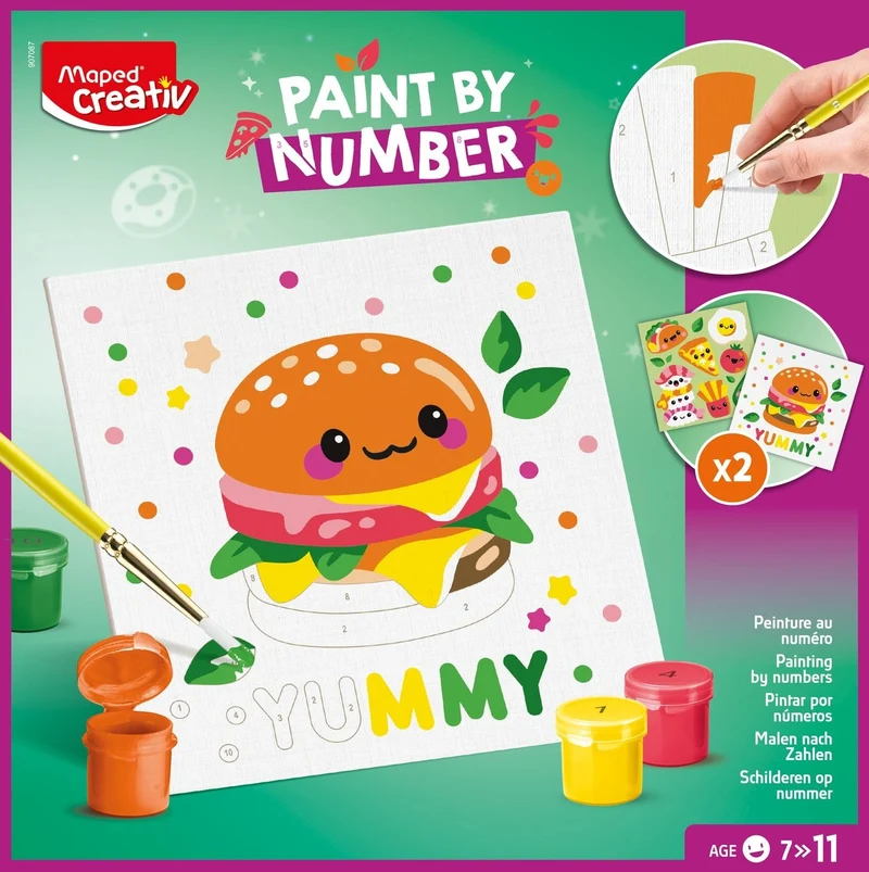 MAPED Creativ – Peinture au numéro Burger & Multifood – Kit créatif enfant