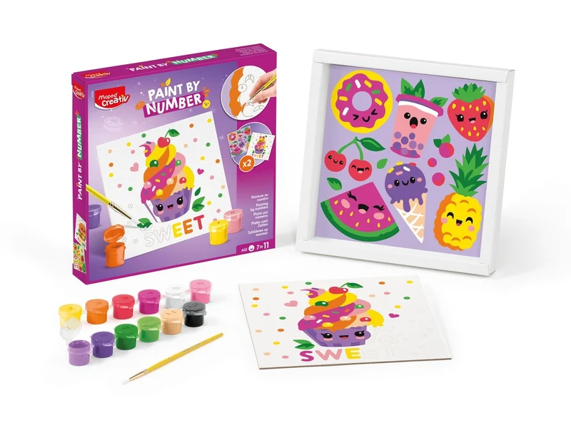 MAPED Creativ – Peinture au numéro Cupcake & Multifood – Kit créatif enfant