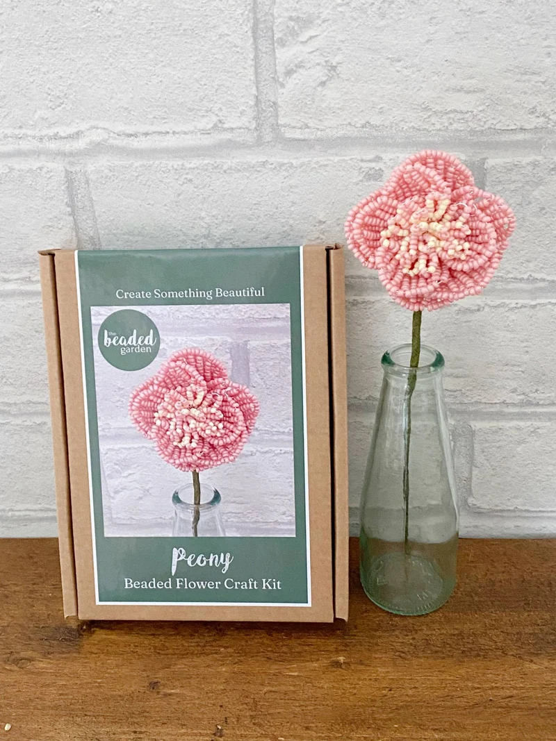 Kit de création de fleurs perlées - Pivoine. Une idée cadeau créative.