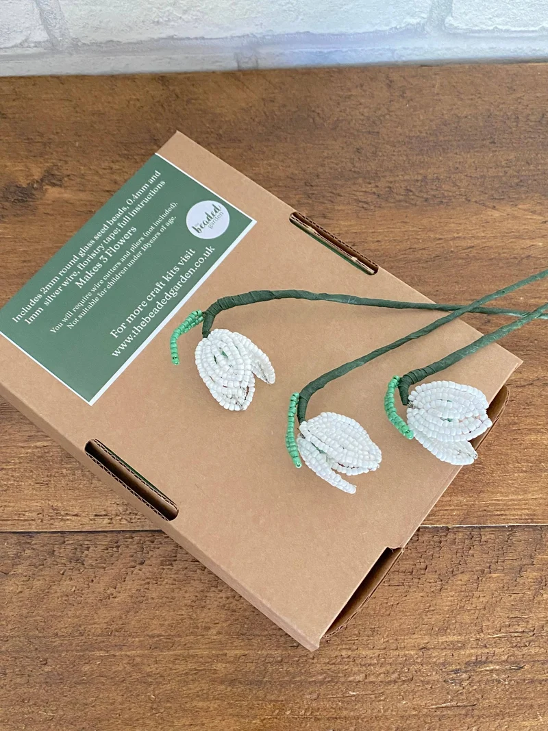 Kit de bricolage en forme de fleurs perlées - Perce-neige. Une idée cadeau créative.