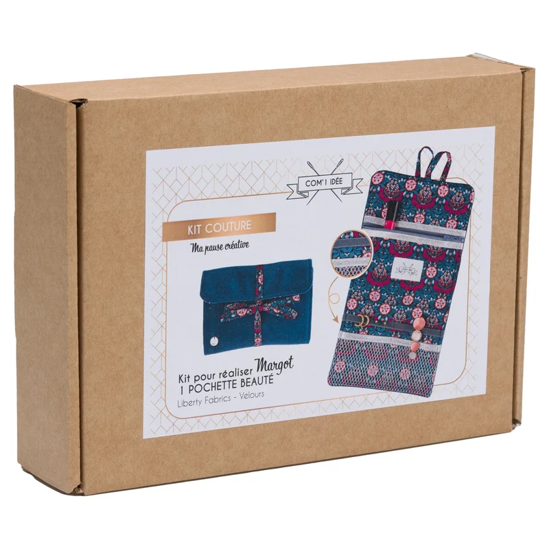 Kit Couture Pochette Beauté “Margot” – Liberty & Velours DIY pour Bijoux et Voyage