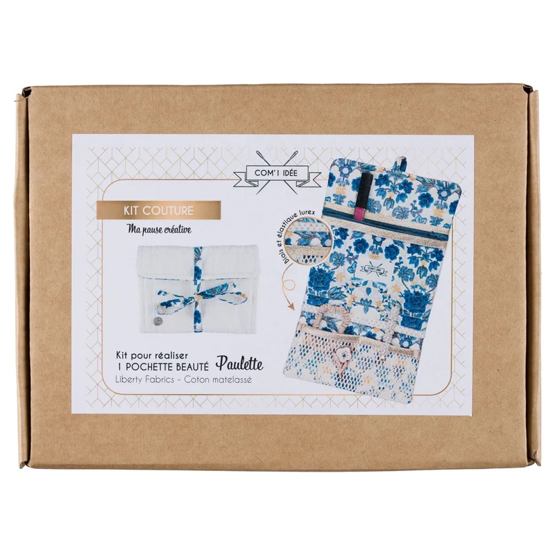 Kit Couture Pochette Beauté “Paulette” – Liberty & Matelassé Coton DIY