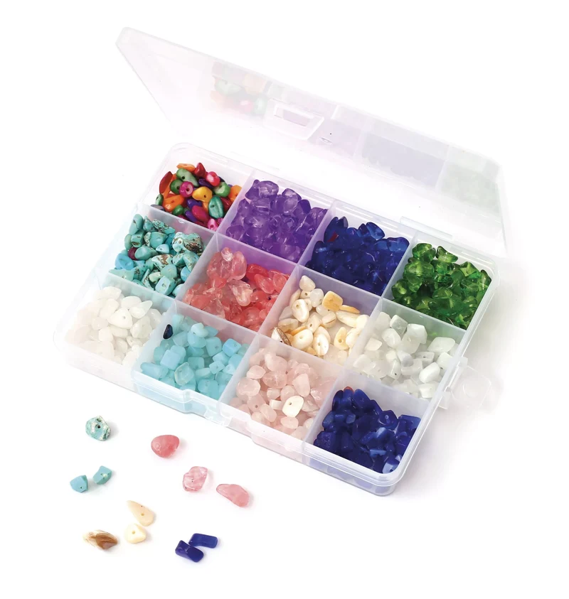 Boîte Perles en Pierre – 12 Types de Pierres pour Bijoux DI